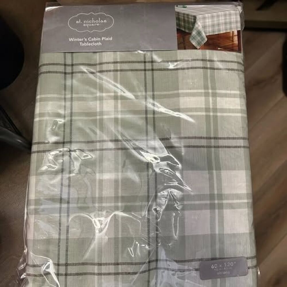 Winter's Cabin Plaid Tablecloth 60" x 120" Oblong *NEW*